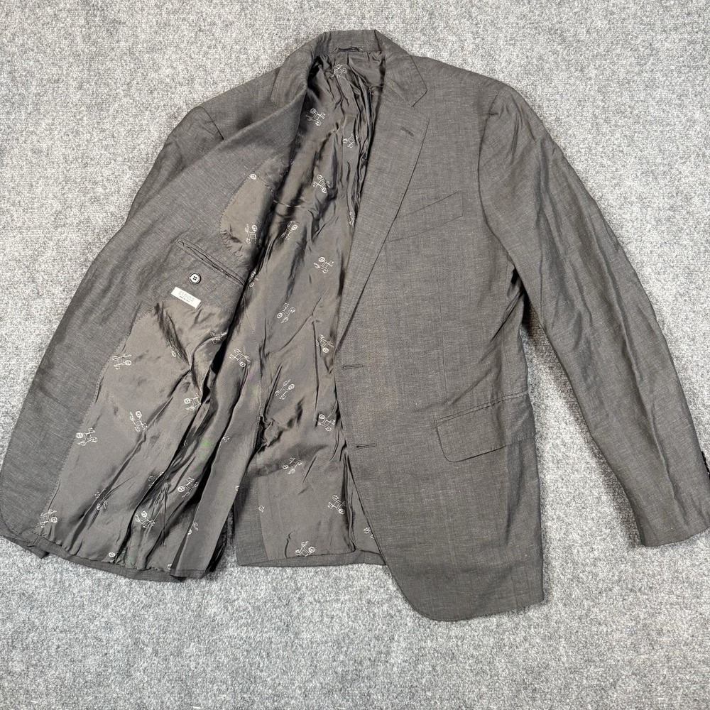 Eidos Napoli Mens Balthazar Wool Linen Blazer Jacket 52 7R US 42R Gray Italy